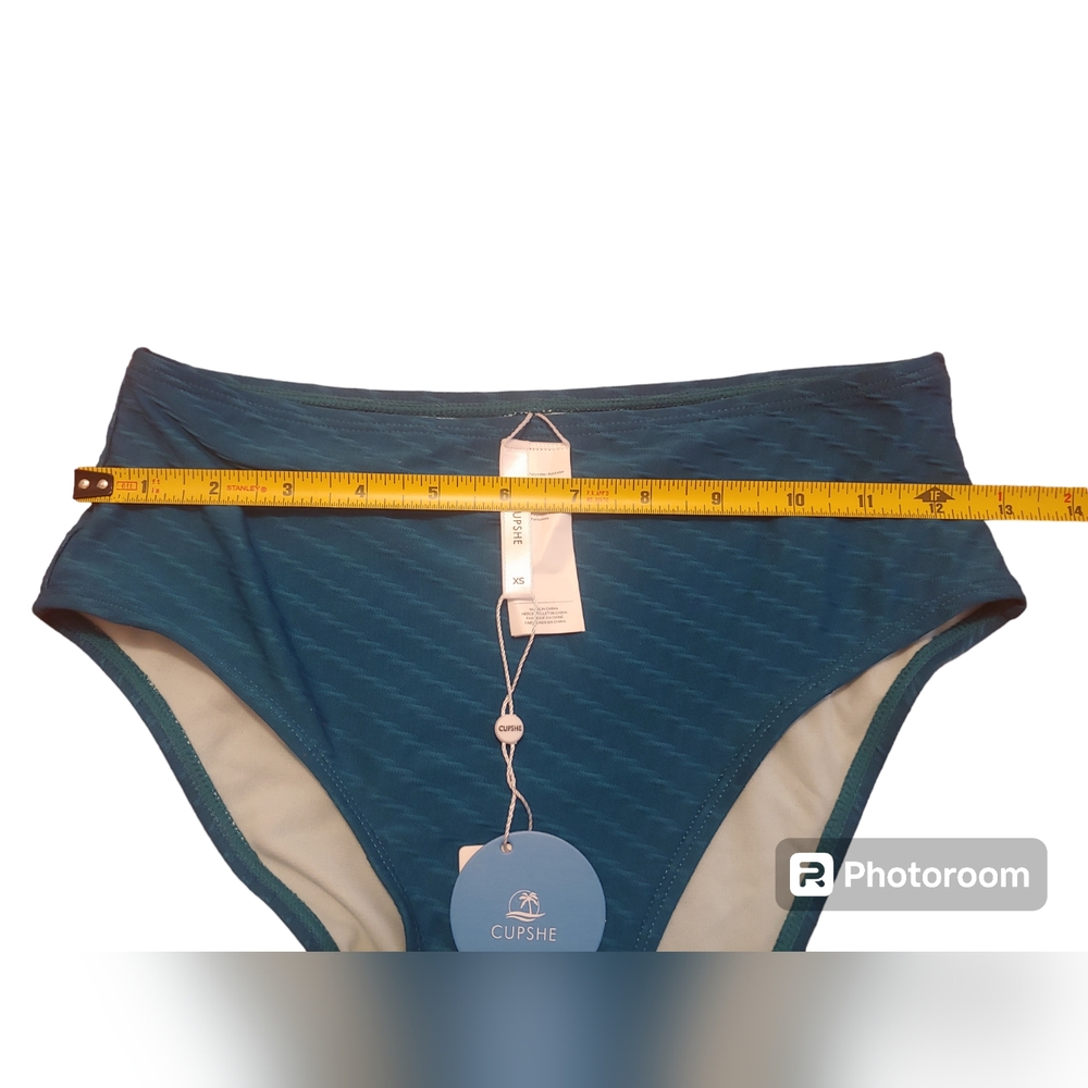 B2G1 FREE! Cupshe Teal Blue High Waist Bikini Bottoms - Picture 5 of 7